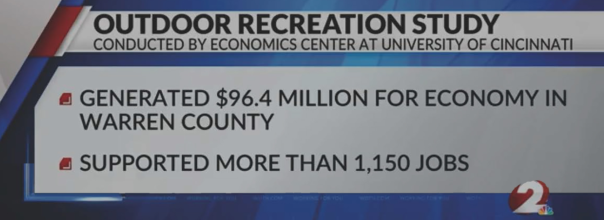 Image from TV report detailing outdoor recreation economic benefits